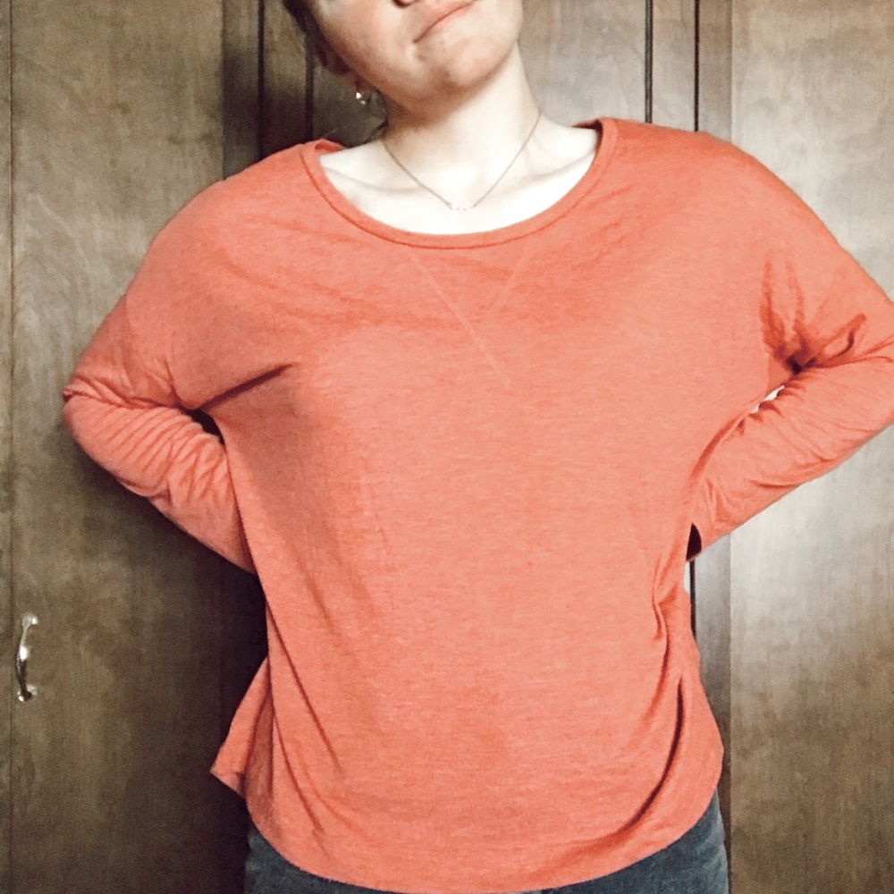 red/orange long sleeve t-shirt
